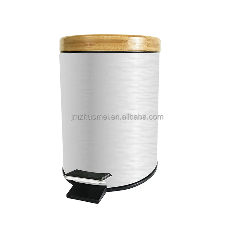 
Fashion 3L 5L Waste Foot Pedal Dust Bin Bamboo lid Stainless Steel Plastic trash can In Bathroom 