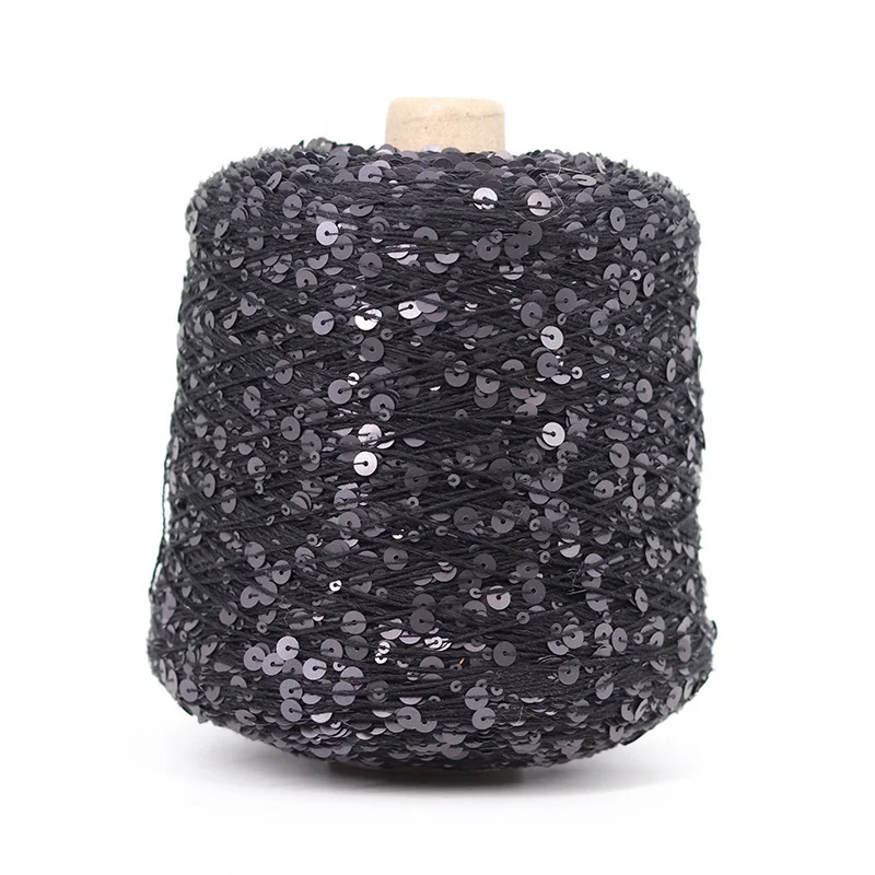 Flower Sequins Thread NM 2.5 45% Cotton 55% Polyester PET 3MM + 6MM Fancy Sequin For Hand Made Crochet Products