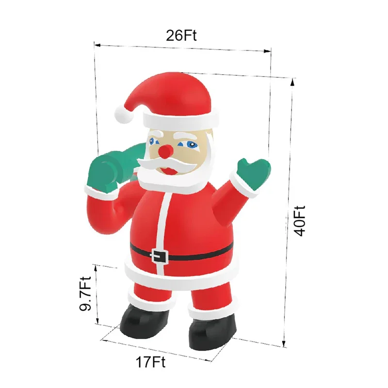 China Factory 40ft Giant Christmas Inflatables Blow Up Yard Decorations Inflatable Santa Claus For Holiday Xmas Patio Lawn