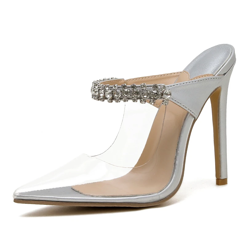 Summer Sexy Jelly Color PVC 2022 Pointed Toe Thin High Heel Spring Fashion Shoes Ankle Slip-On Slingbacks Pumps Women Shoes