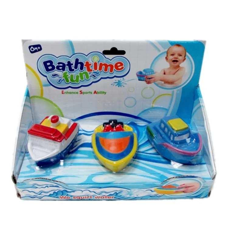 3 pcs little bathing boat squirt water bath vinyl materials 2 styles mixed fun summer kids water toys for sale