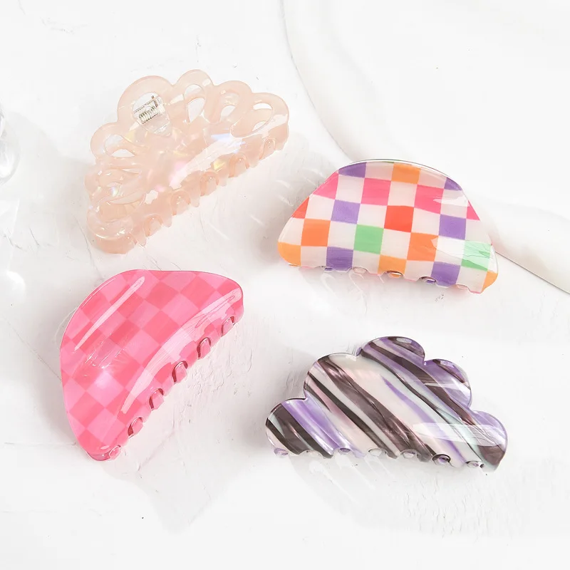 B.PHNE Custom Checked Designers Acrylic christmas decoration Acetate Hair Claw Clip Elegant Girls Woman Claw Hair Clips
