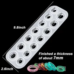 Premium Resin Ring Mold, Silicone Molds for Epoxy Resin with 14 Different Sizes, for Making Rings, Earrings, Pendants, Crafts