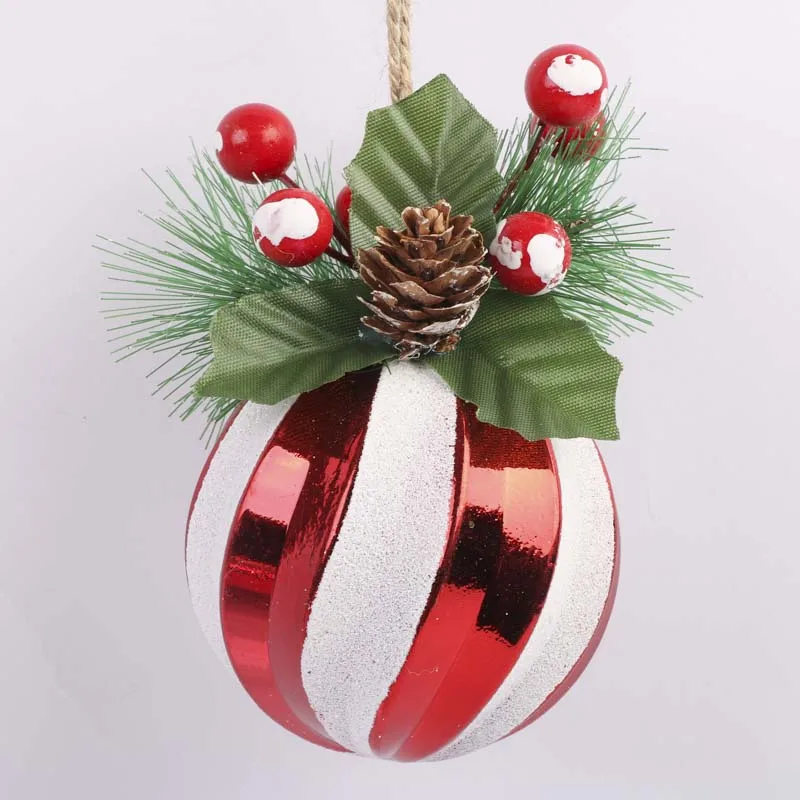 Christmas 2024 8cm Christmas Balls For Xmas Tree Decoration Christmas Ball With Red Berries Pinecone And Leaves