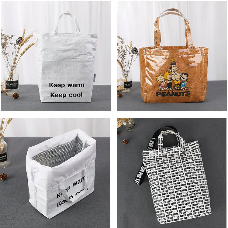 2024 Retro Vintage Style Washable Tote Dupont Kraft Paper Bags Grocery Tyvek Shopping Bags Tyvek Tote Bag For Women