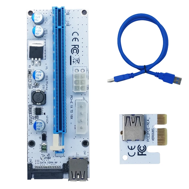  PCI-E карта расширения 008s Экспресс 1X 4x 8x 16x расширитель PCI E USB Райзер 008S адаптер SATA 15pin для майнинга
