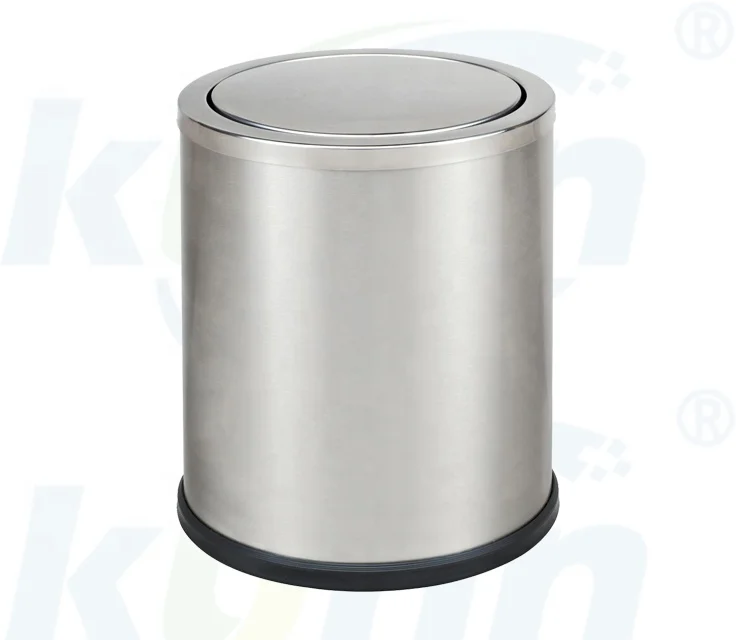 High quality Stainless steel baking paint indoor trash can  Round clamshell house bin