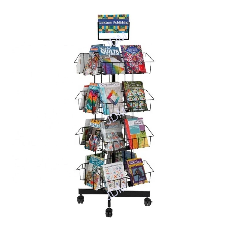 OEM ODM Customizing Low Price Iron Shelves Revolving Book Display Rotating cards books Rack