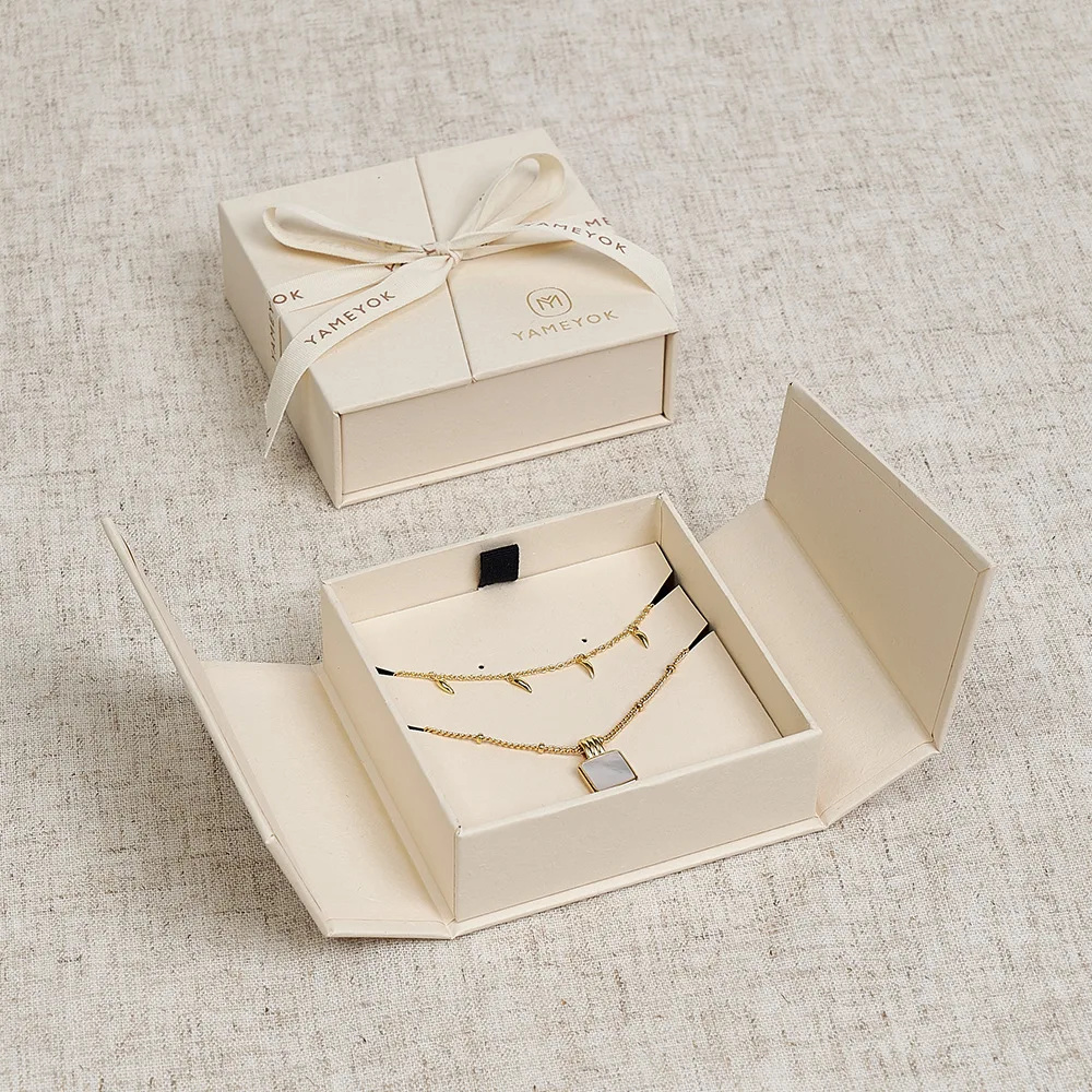 Custom magnetic packaging box New double open necklace jewelry box  jewelry storage box