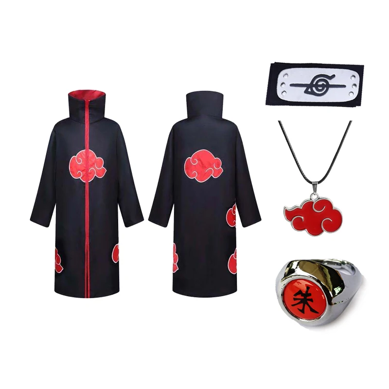 Халат Akatsuki накидка с ожерельем и кольцом комплект из мультяшного плаща оружия minato Uchiha Itachi Kunai японское
