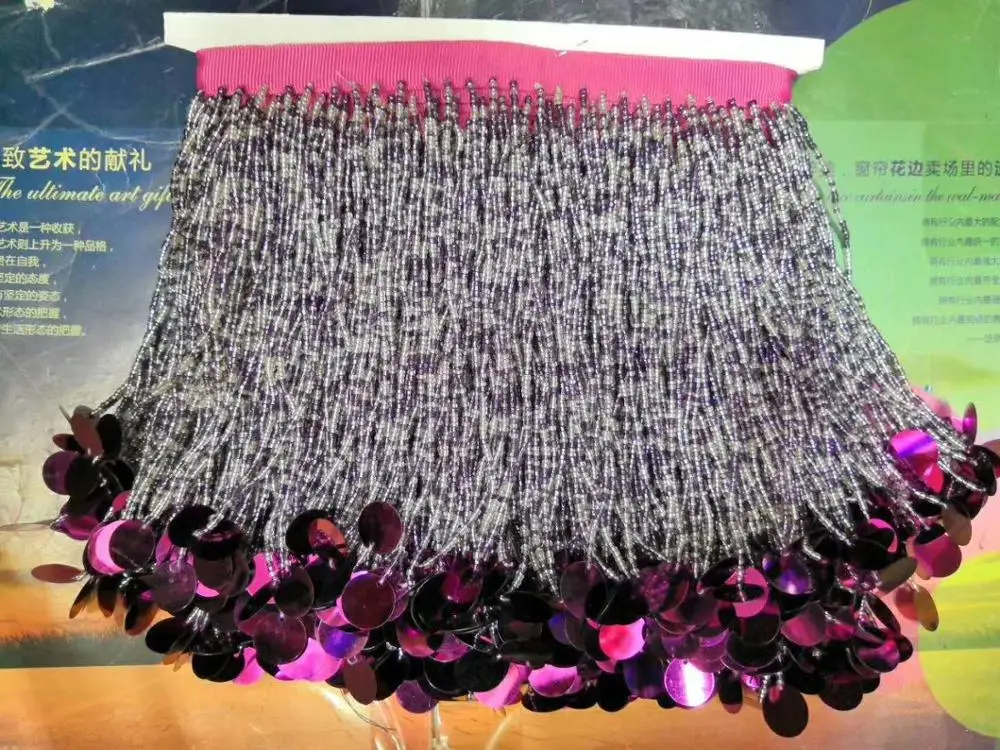 Factory Wholesale Handmade Delicate Glass beaded fringe Tassel Crystal Beaded Dress Tassel Fringe