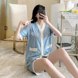 Pajamas female summer short sleeved Shorts Set student leisure lovely cartoon home clothes