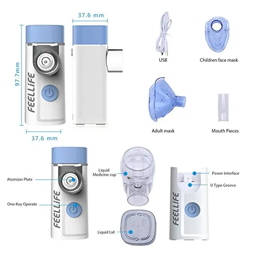 Home health care inhalator medicine like salbutamol budesnide Inhaler Feellife mesh nebulizer mask machine