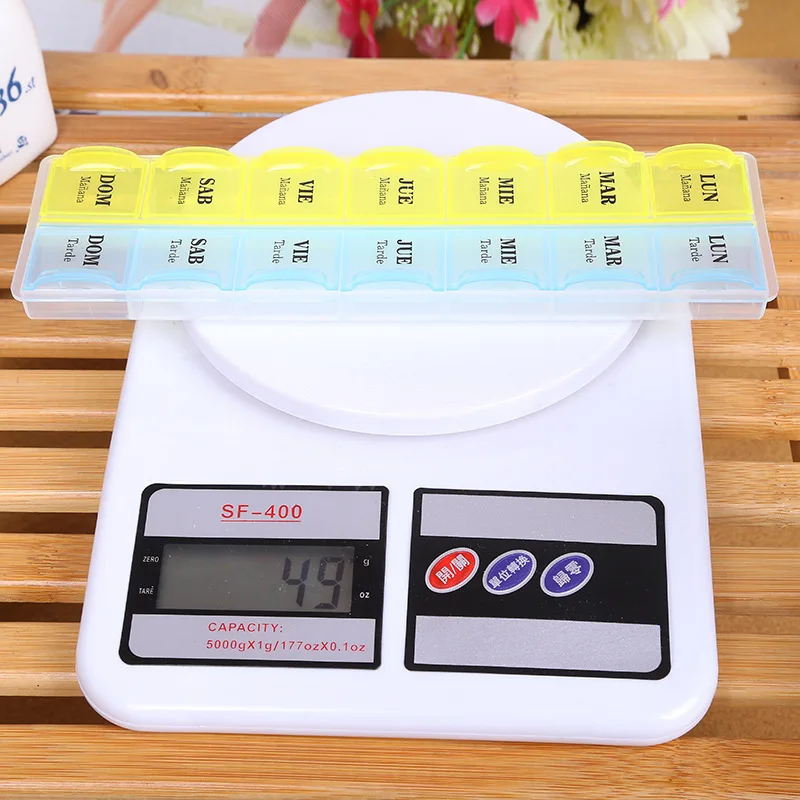 Factory hot sale portable travel  14 gird 7 Days Pill Box  Weekly Plastic Pill Organizer  absolute case Pill Box Medicine Holder