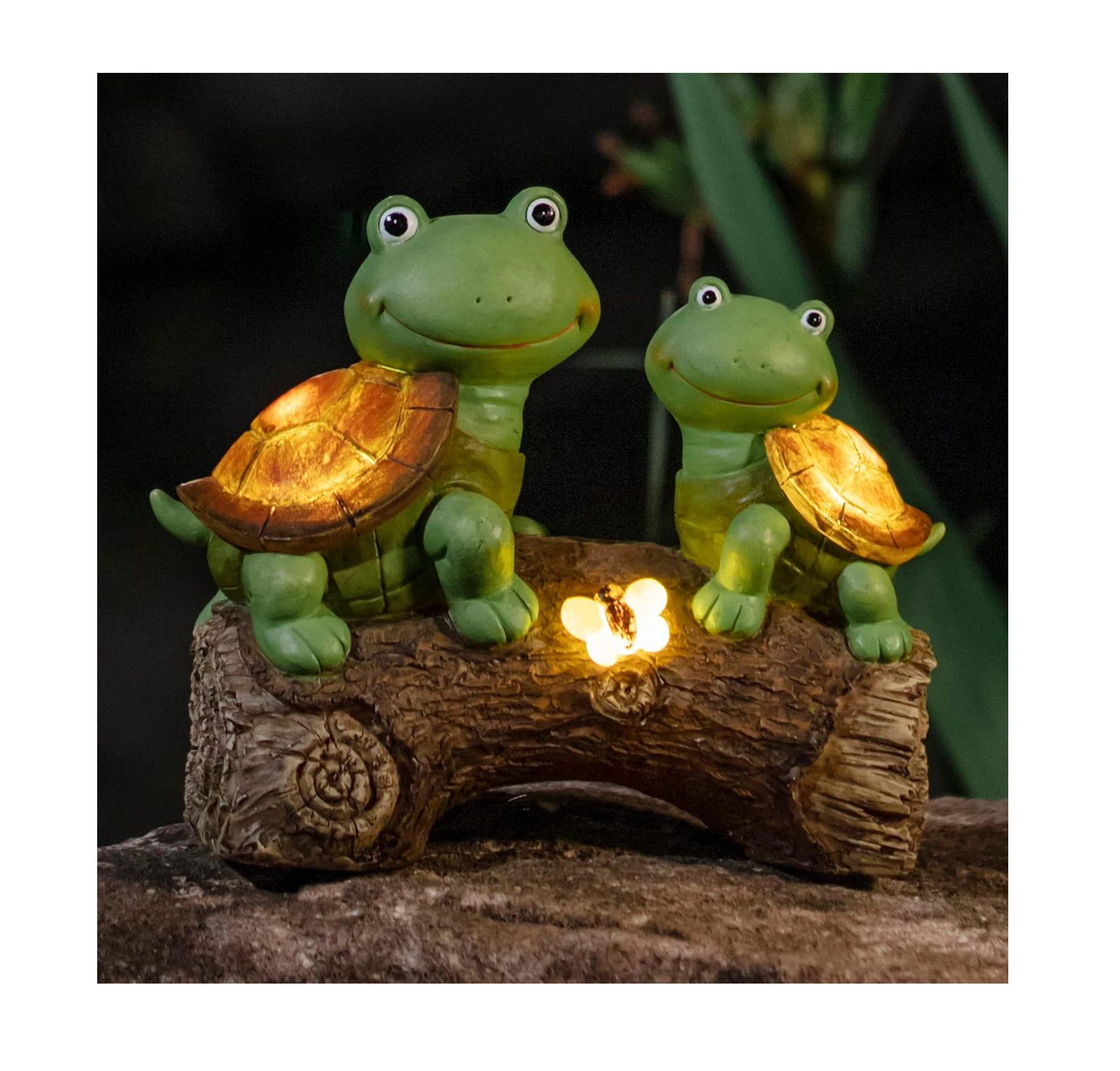 Милая черепаха статуя из смолы лампы пластиковая лампа солнечное украшение сада