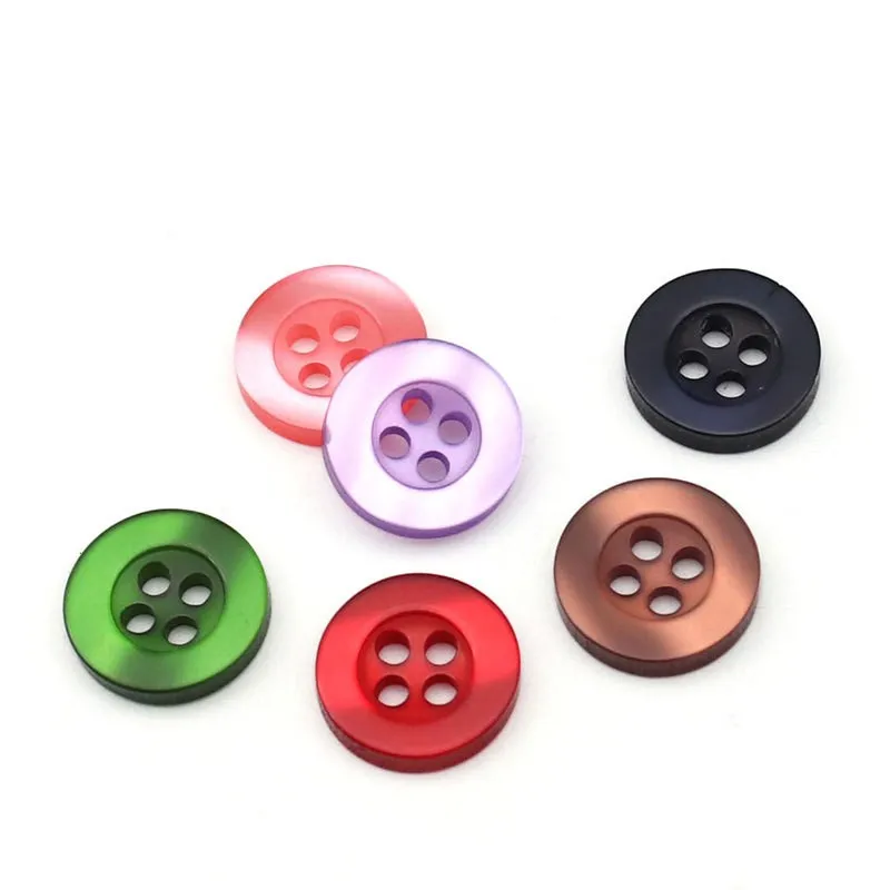 Wholesale custom colorful 4-holes flat back plastic button resin buttons for clothing