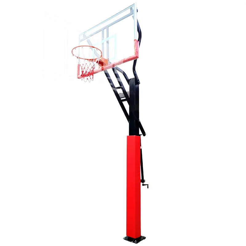 Outdoor adult standard pre buried basketball frame with adjustable and movable basketball stand for entertainment games