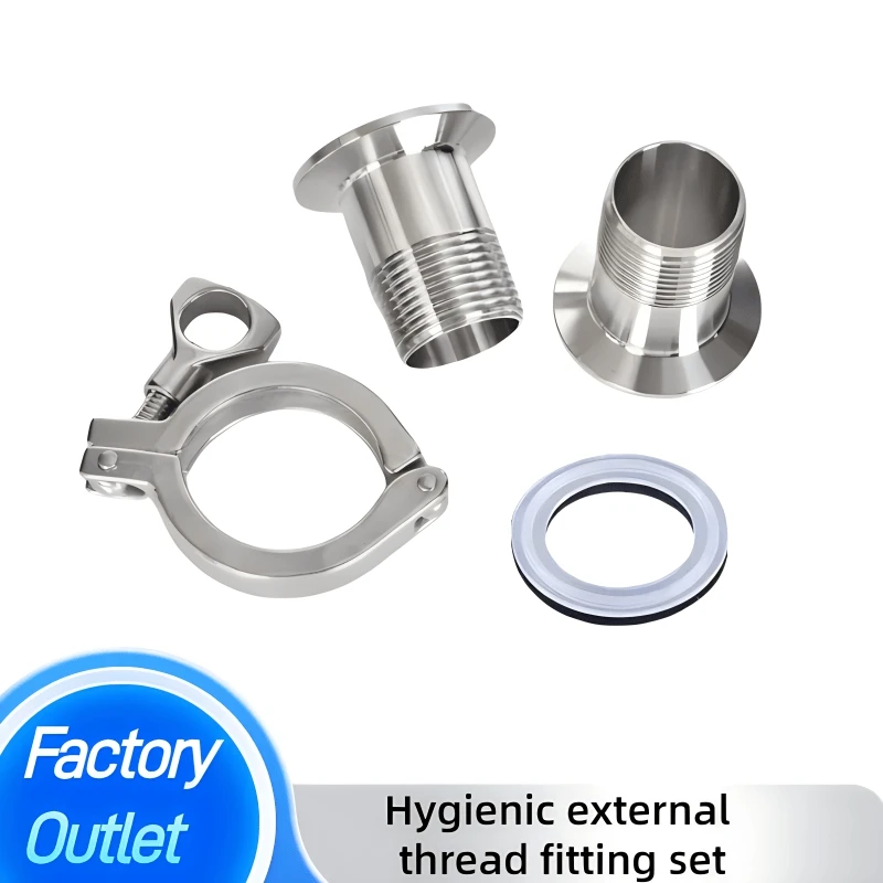 Hygienic External Thread Fitting Adapter Set 304 Stainless Steel Quick Connect Pipe Fitting
