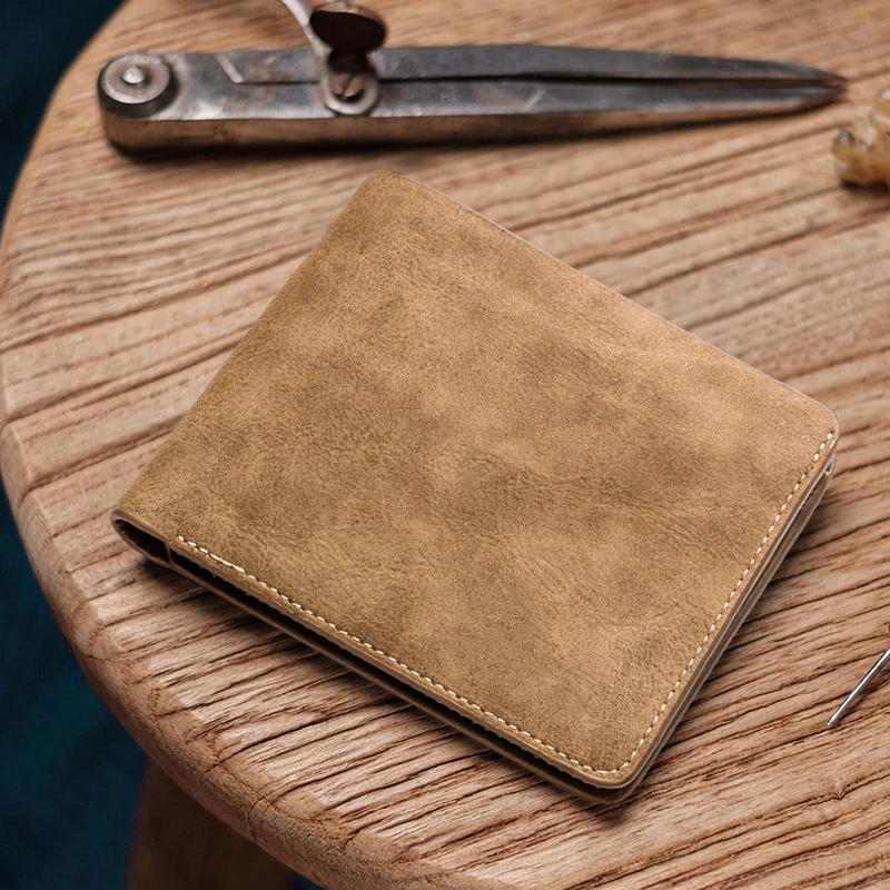 Fashionable real leather customize photo frame business card holder case  men slim bifold wallet