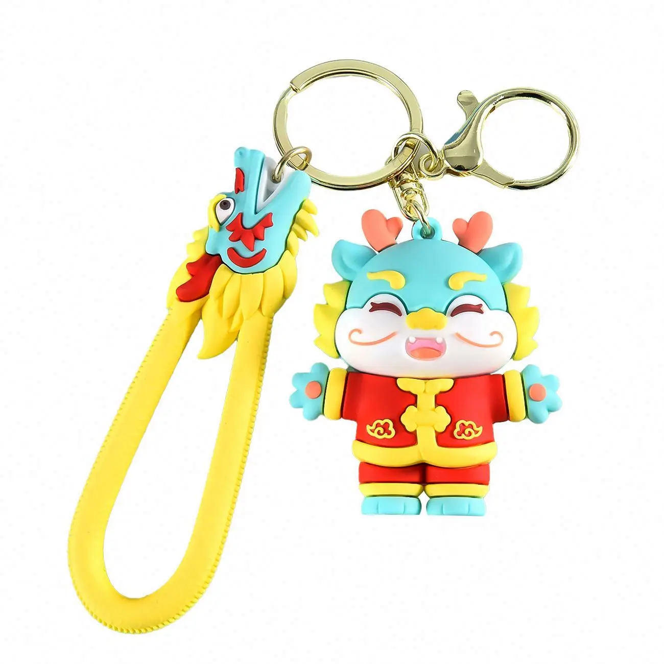 2024 New Year Keychain Small Gifts Car Key rings Backpack Pendant 3d rubber Key chains Cartoon Cute Chinese Dragon Year Keychain