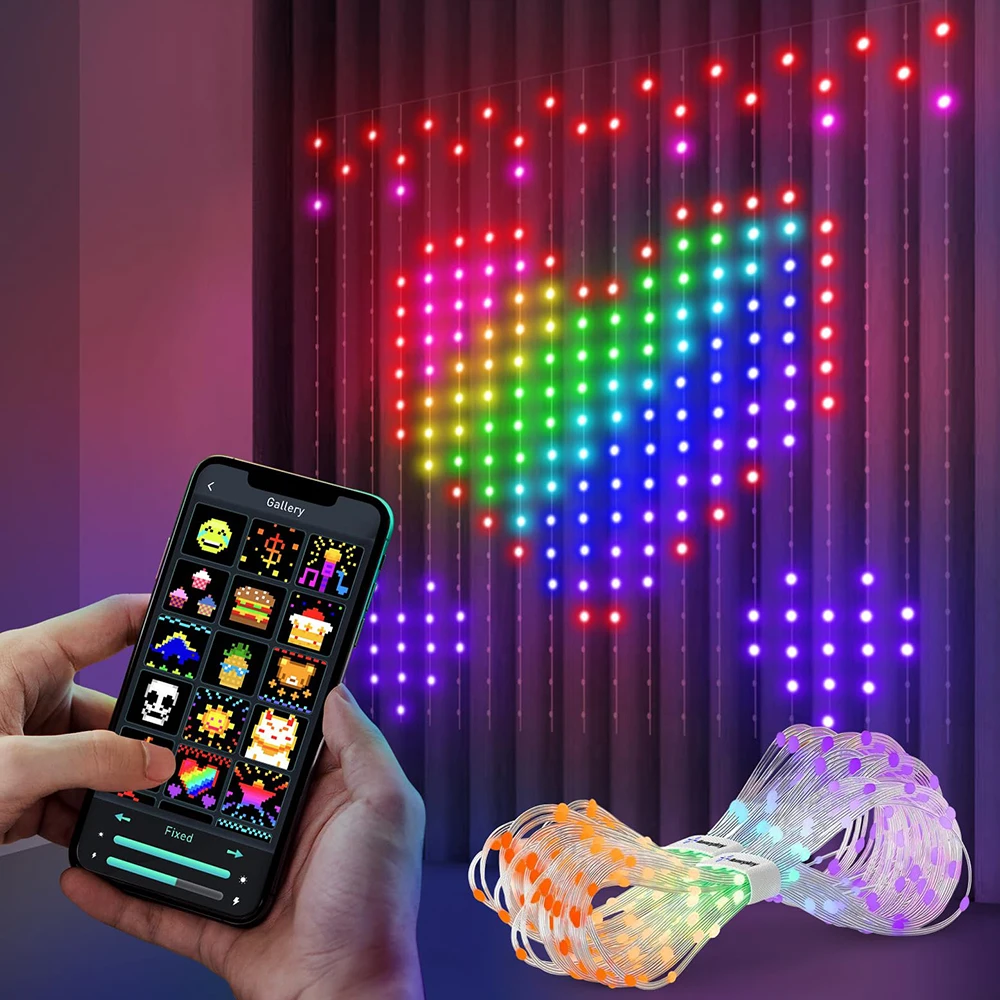 DIY Curtain Lights 1*1m 400 Led RGB App Control Fairy Decorative Lights Christmas Led string light