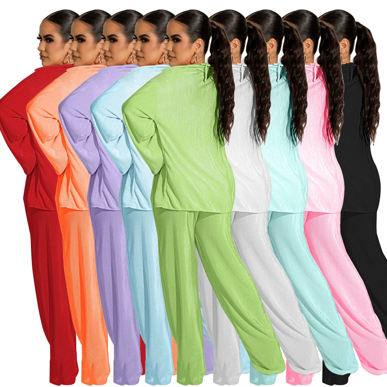 Lounge wear 3 piece set solid color plus size set for ladies trendy product 2022 women clothing