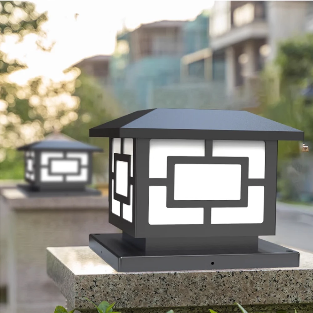 New high brightness LED Solar Garden Light outdoor waterproof IP65 4 light colors remote control solar charging Pillar lamp