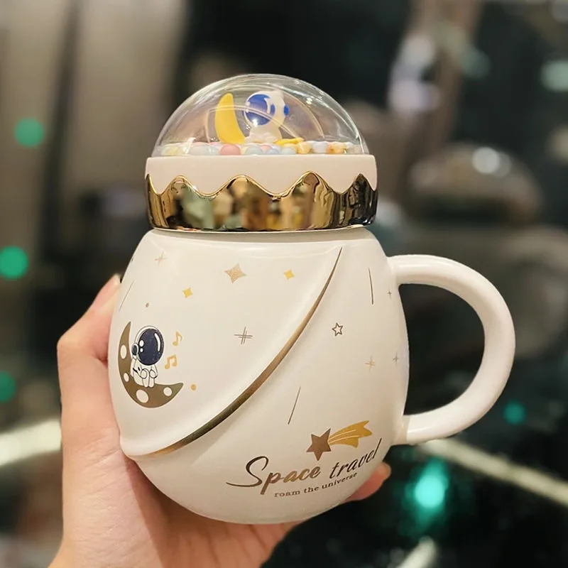 MSH Cute Cartoon Planet Ceramic Mug Christmas Pot Belly Coffee Cup Birthday Gift