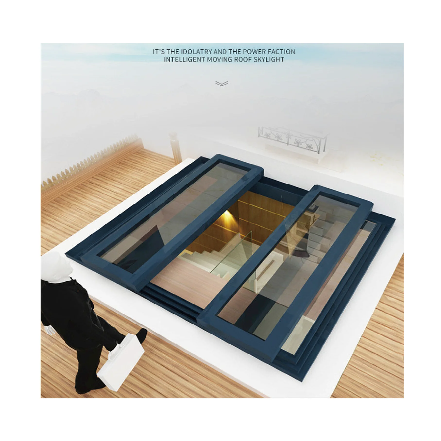 Australia Aluminium Fixed Double Glazed Glass Auto Sliding Roofing  Channel/Clad Roof Windows Automatic Skylight