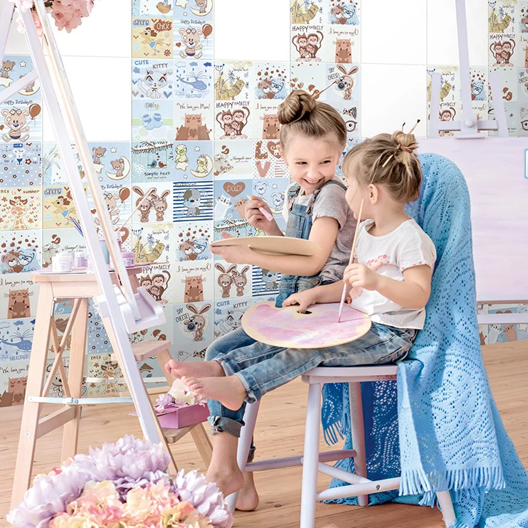 
School Kindergarten cartoon wall art tile ,baby room lovely decoration non-slip wall tile 300x300mm 