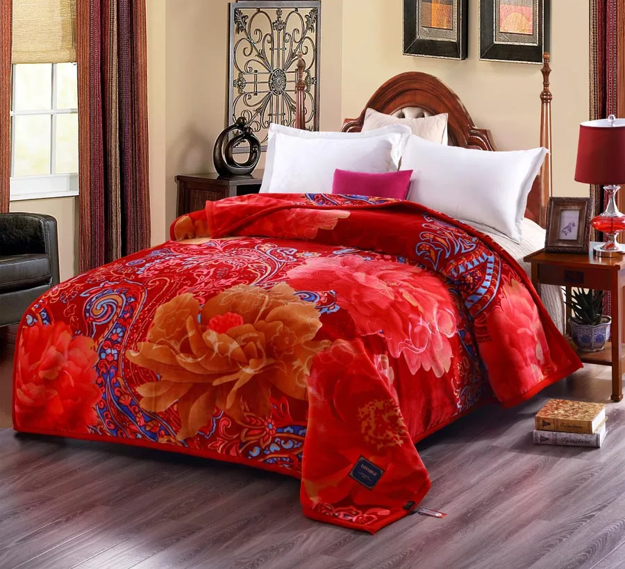 Wholesale Luxury Mink Korean Raschel  Polyester Super Soft Other throw Bed Blanket For Winter winter