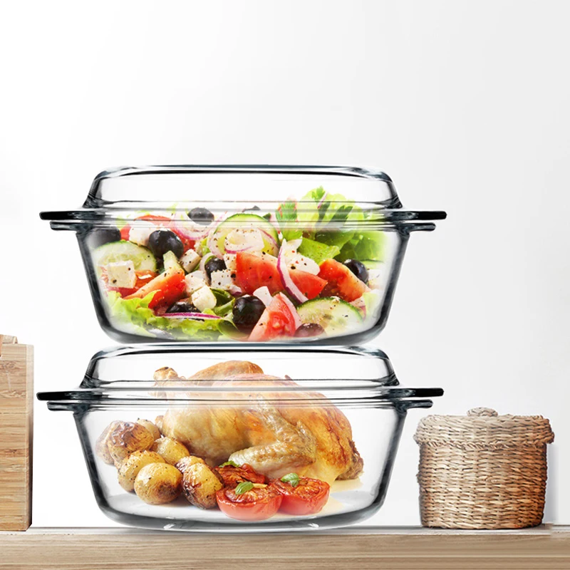 wholesale Borosilicate glass cookware  glass casserole dish with glass lid