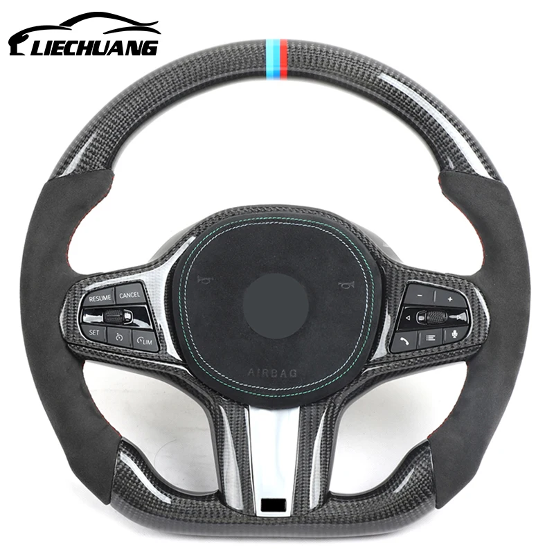 Custom Alcantar carbon fiber steering wheel For BM-W 2020 X3 X4 X5 3/5/7 series racing wheel convertible