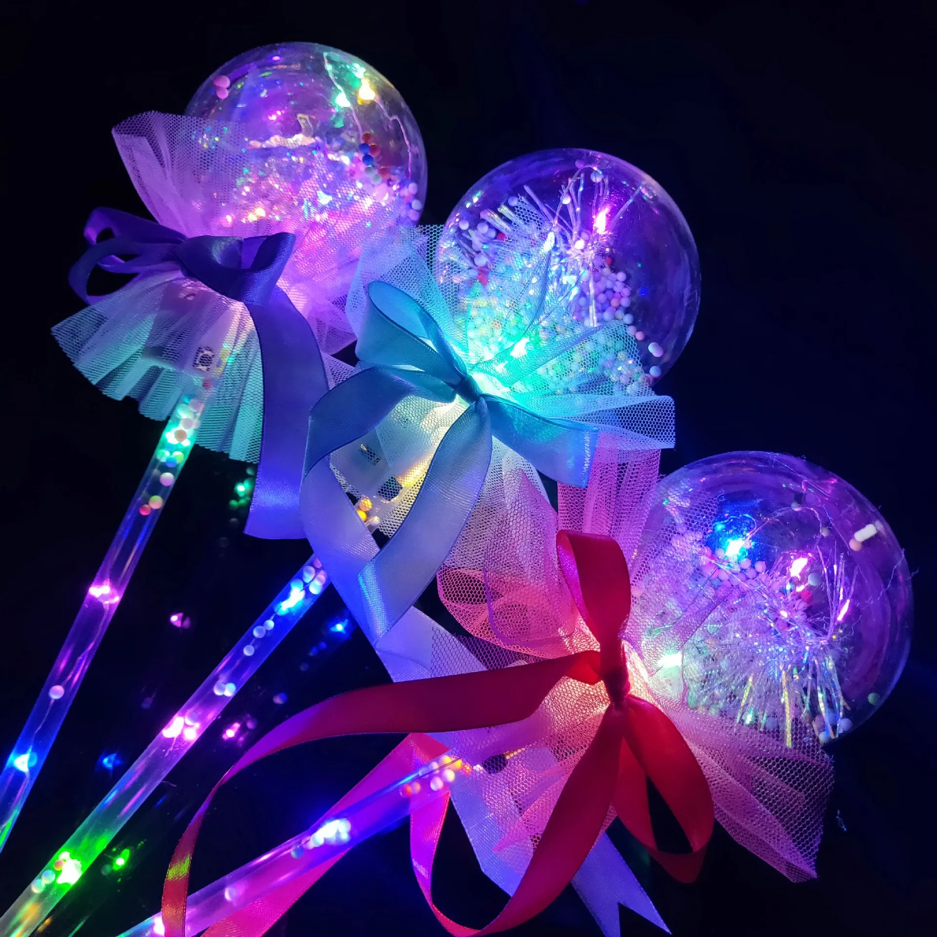 Hot Selling Light Up Bobo Handles Plastic Glowing Magic Wand Led Flashing Fairy Stick Toy