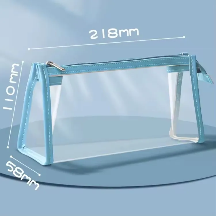 School Transparent Clear PVC Pencil Case Zipper Stationery Storage Pencil Pouch for Students