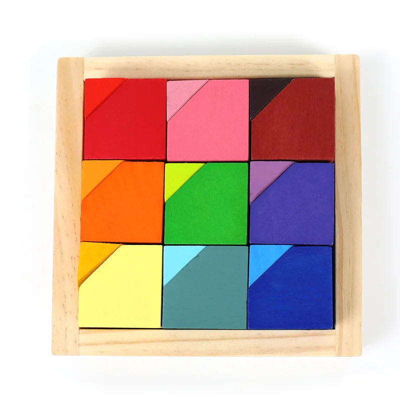 
Color Wooden Rainbow Wooden Blocks Stackable Corner Stone Educational Toy 