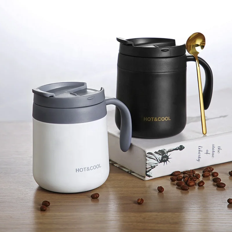 Insulated Coffee Mug with Handle 12/17 Ounce Stainless Steel Tumbler with Lid Multi Colors Metal Thermal Cup