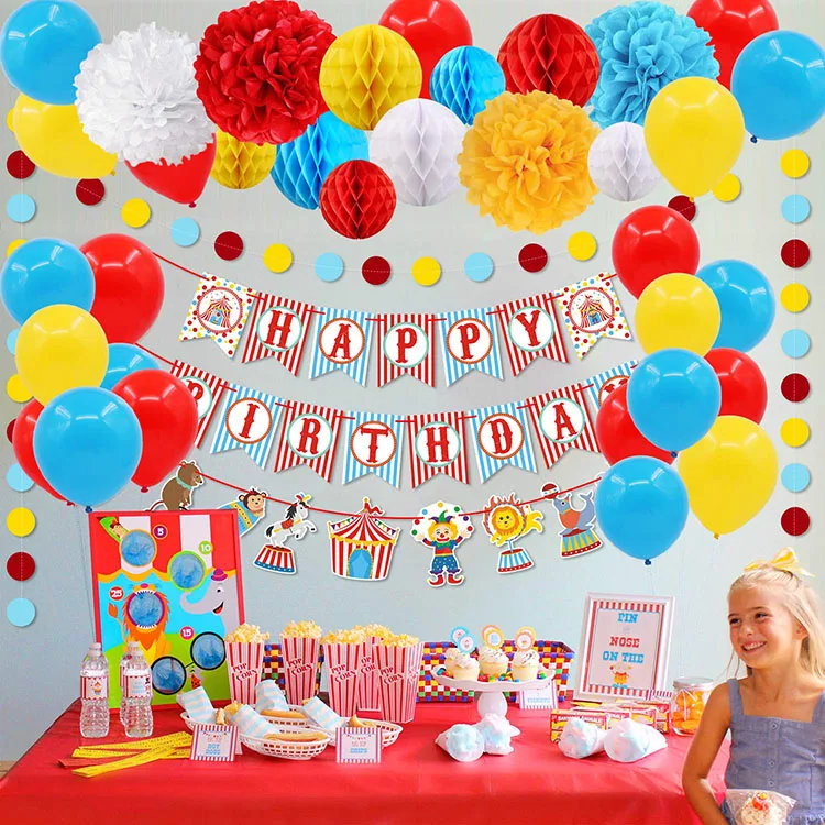 Nicro 30 Pcs Birthday Party Baby Shower Clown Fiesta Carnival Circus Party Decorations Supplies