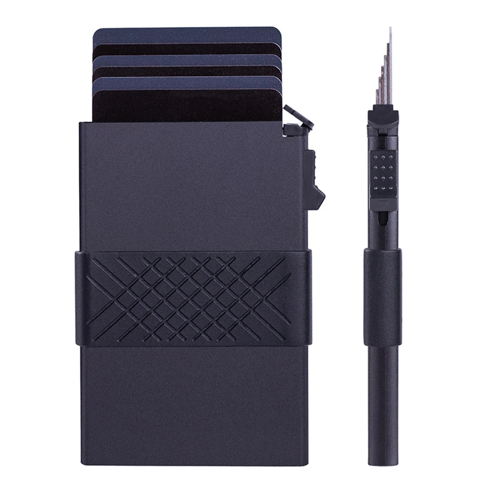 RFID Blocking Wallet Mens Wallet Minimalist Pop up Aluminum Credit Card Holder with Elastic Band