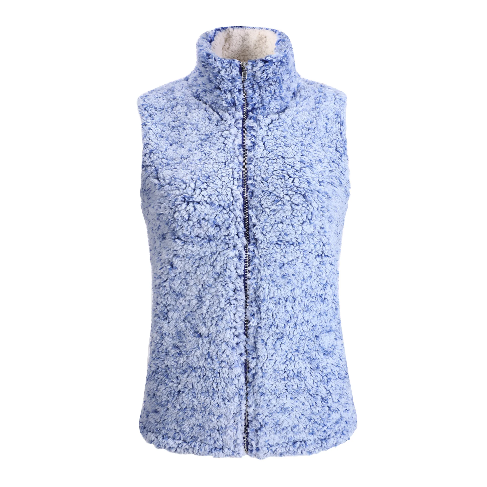  Womens Sleeveless Zip Up Fuzzy Faux Sherpa Vest Sweater Cozy Coat Jacket With