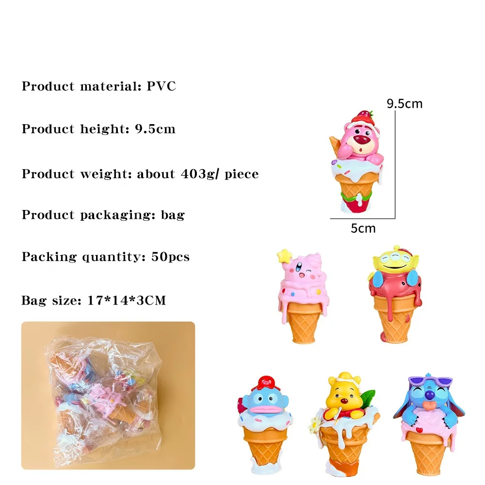 cute Ice cream cone 6pcs cartoon strawberry bear stitches pvc action figures toys lovely collectible kids action figures gifts
