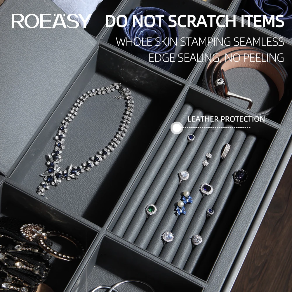 ROEASY Bedroom closet pull out drawer wardrobe accessories organizer storage boxes jewellery box leather wardrobe jewelry box