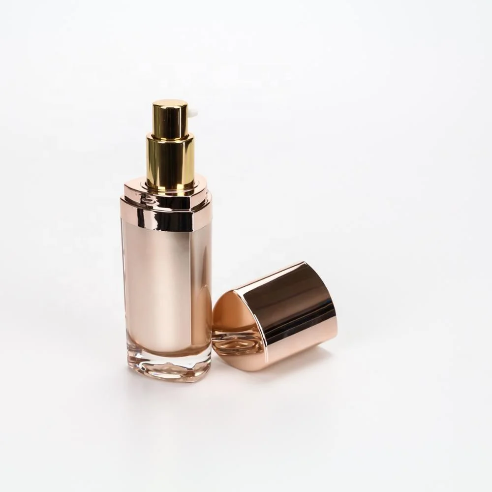 China Supplier 30ml Rose Gold Triangle Shape Lotion Cosmetic Packaging Pump Airless Bottle