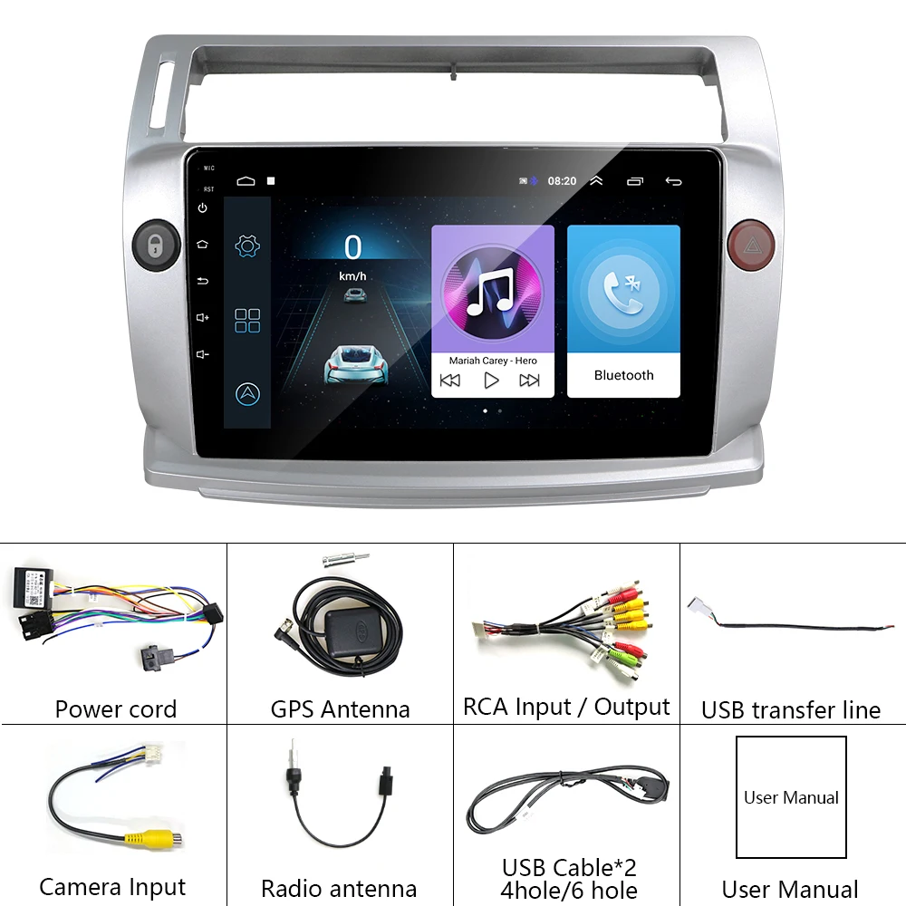 9' Android 9 Car Stereo Double Din Car Radio Video 2 Din  BT Wifi GPS FM For Citroen C4/C-Triomphe/C-Quatre 2004-2009