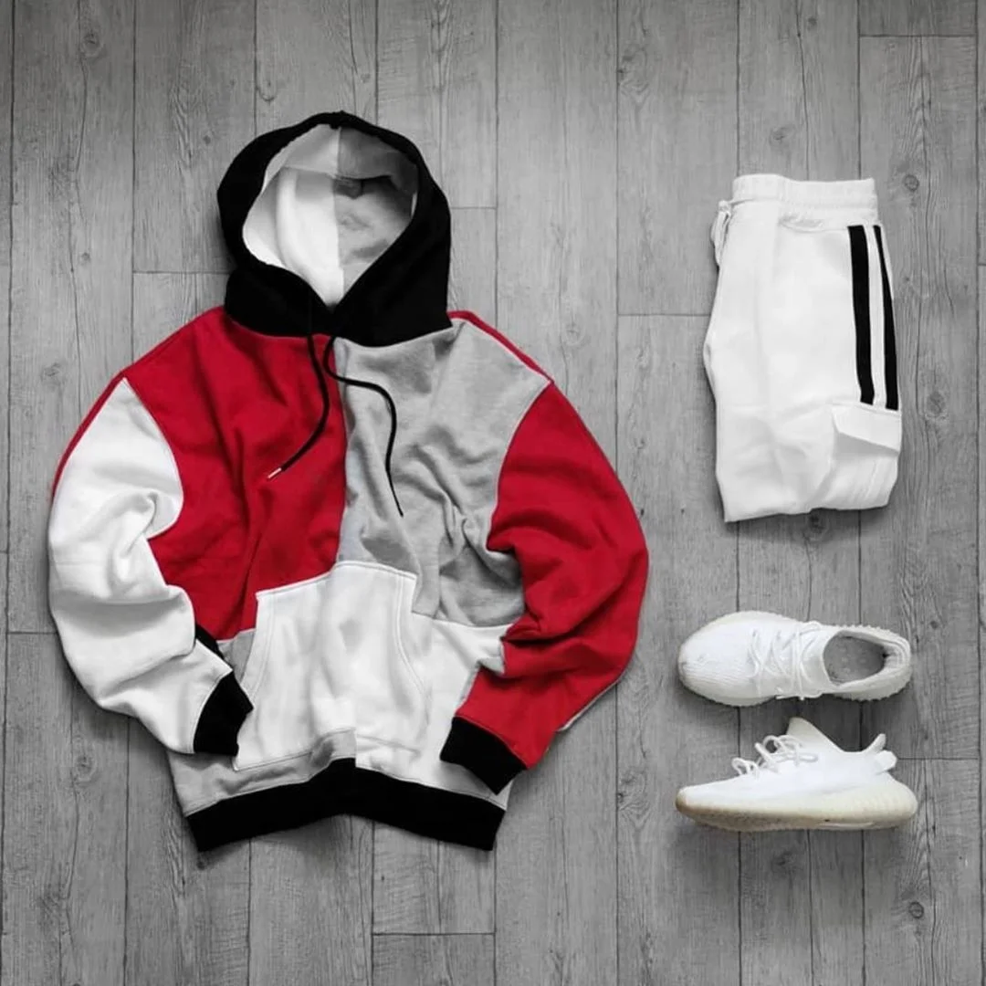 
DLL111 Hot sale pullover men new multicolor patchwork loose sweater street fashion 2020 mens hoodies 