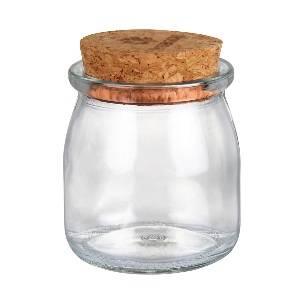 150ml Empty Glass Yogurt Container 5oz Round Jelly Glass Dairy Milk Pudding Jar with Cork