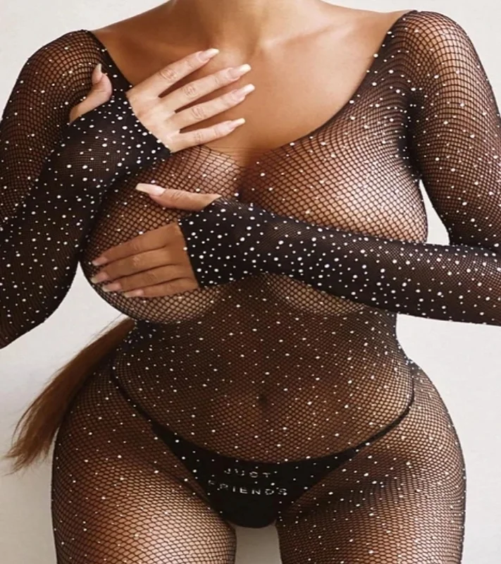 hot sale pornographie  transparent ladies crotchless body transparencia diamond fishnet bodystocking