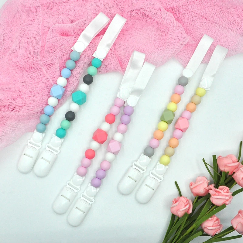 New Arrive Safety Silicone Pacifier Clips Chain Teething Toys Baby Pacifier Holder