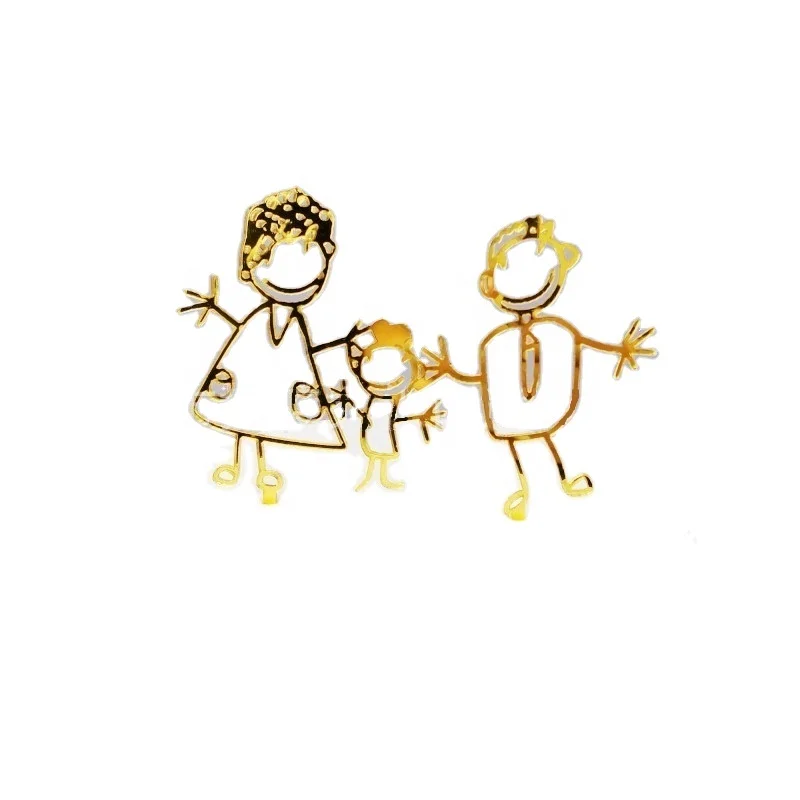 Hand in hand happy family gold acrylic cake topper