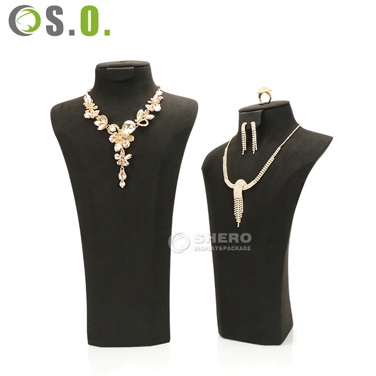 Hot sale necklace holder display stand velvet jewelry stands for long necklace display bust